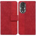 For Honor 80 Geometric Embossed Leather Phone Case(Red)