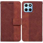 For Honor X8 5G Geometric Embossed Leather Phone Case(Brown)