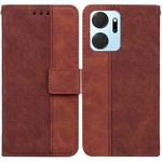For Honor X7a Geometric Embossed Leather Phone Case(Brown)