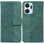 For Honor X7a Geometric Embossed Leather Phone Case(Green)