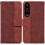For Sony Xperia 1 IV 2023 Geometric Embossed Leather Phone Case(Brown)