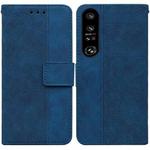 For Sony Xperia 1 IV 2023 Geometric Embossed Leather Phone Case(Blue)
