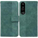 For Sony Xperia 1 IV 2023 Geometric Embossed Leather Phone Case(Green)