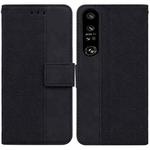For Sony Xperia 1 IV 2023 Geometric Embossed Leather Phone Case(Black)