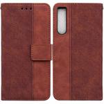 For Sony Xperia 10 IV 2023 Geometric Embossed Leather Phone Case(Brown)
