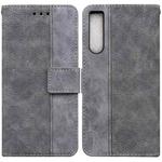 For Sony Xperia 10 IV 2023 Geometric Embossed Leather Phone Case(Grey)