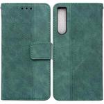 For Sony Xperia 10 IV 2023 Geometric Embossed Leather Phone Case(Green)