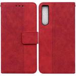 For Sony Xperia 10 IV 2023 Geometric Embossed Leather Phone Case(Red)