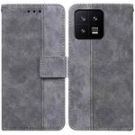 For Xiaomi 13 5G Geometric Embossed Leather Phone Case(Grey)