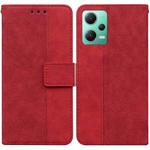 For Xiaomi Redmi Note 12 5G Geometric Embossed Leather Phone Case(Red)