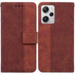 For Xiaomi Redmi Note 12 Pro+ Geometric Embossed Leather Phone Case(Brown)