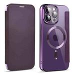 For iPhone 14 Pro Max MagSafe Magnetic RFID Anti-theft Leather Phone Case(Dark Purple)