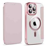 For iPhone 14 Pro Max MagSafe Magnetic RFID Anti-theft Leather Phone Case(Pink)