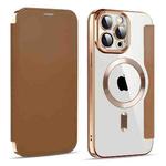 For iPhone 14 Pro Max MagSafe Magnetic RFID Anti-theft Leather Phone Case(Brown)