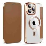 For iPhone 12 Pro Max MagSafe Magnetic RFID Anti-theft Leather Phone Case(Brown)