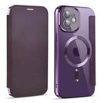 For iPhone 12 MagSafe Magnetic RFID Anti-theft Leather Phone Case(Dark Purple)