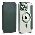 For iPhone 11 Pro Max MagSafe Magnetic RFID Anti-theft Leather Phone Case(Dark Green)