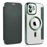 For iPhone 11 MagSafe Magnetic RFID Anti-theft Leather Phone Case(Dark Green)