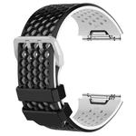 For Fitbit Ionic Two-tone Silicone  Watch Band with Buckle, Size:S(Black + White)