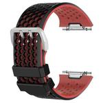 For Fitbit Ionic Two-tone Silicone  Watch Band with Buckle, Size:S(Black + Red)