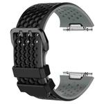 For Fitbit Ionic Two-tone Silicone  Watch Band with Buckle, Size:S(Black + Grey)