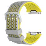 For Fitbit Ionic Two-tone Silicone  Watch Band with Buckle, Size:S(Grey + Yellow)