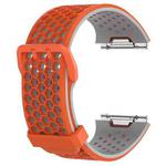 For Fitbit Ionic Two-tone Silicone  Watch Band with Buckle, Size:L(Orange + Grey)