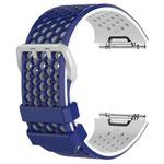 For Fitbit Ionic Two-tone Silicone  Watch Band with Buckle, Size:L(Dark Blue + White)