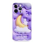 For iPhone 14 Pro Max Stereo Vision Pattern PC Phone Case(Moon Rabbit)