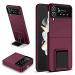 For Samsung Galaxy Z Flip4 5G Three-dimensional Folding Holder PC Phone Case(Wine Red)