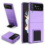For Samsung Galaxy Z Flip4 5G Three-dimensional Folding Holder PC Phone Case(Purple)