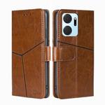 For Honor X7A Geometric Stitching Horizontal Flip Leather Phone Case(Light Brown)