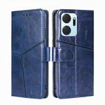 For Honor X7A Geometric Stitching Horizontal Flip Leather Phone Case(Blue)