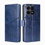 For Honor X8A Geometric Stitching Horizontal Flip Leather Phone Case(Blue)