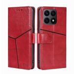 For Honor X8A Geometric Stitching Horizontal Flip Leather Phone Case(Red)