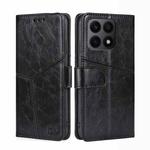 For Honor X8A Geometric Stitching Horizontal Flip Leather Phone Case(Black)