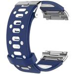 For Fitbit Ionic Two-tone Silicone  Watch Band with Buckle & Connector(Dark Blue + White)