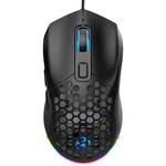 HXSJ X300 7200DPI RGB Backlight Interchangeable Back Cover Hole Gaming Wired Mouse(Black)