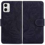 For Motorola Moto G73 Tiger Embossing Pattern Leather Phone Case(Black)