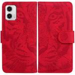 For Motorola Moto G73 Tiger Embossing Pattern Leather Phone Case(Red)