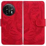 For OnePlus 11 Tiger Embossing Pattern Leather Phone Case(Red)