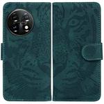 For OnePlus 11 Tiger Embossing Pattern Leather Phone Case(Green)