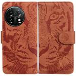For OnePlus 11 Tiger Embossing Pattern Leather Phone Case(Brown)
