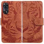 For OPPO Reno8 T 4G Tiger Embossing Pattern Leather Phone Case(Brown)