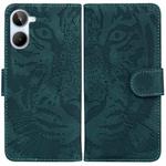 For Realme 10 4G Tiger Embossing Pattern Leather Phone Case(Green)