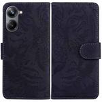 For Realme 10 Pro 5G Tiger Embossing Pattern Leather Phone Case(Black)