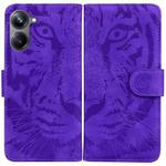 For Realme 10 Pro 5G Tiger Embossing Pattern Leather Phone Case(Purple)