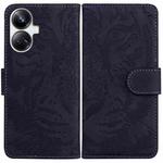 For Realme 10 Pro+ Tiger Embossing Pattern Leather Phone Case(Black)