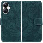 For Realme 10 Pro+ Tiger Embossing Pattern Leather Phone Case(Green)