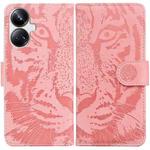 For Realme 10 Pro+ Tiger Embossing Pattern Leather Phone Case(Pink)